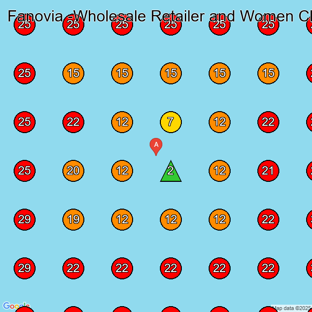 Fanovia -Wholesale Retailer and Women Clothing In USA GeoGrid visibility map for Women'S Clothing Store in None